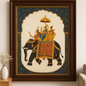 Gajraj's Divine Procession - "Traditional Indian Miniature"